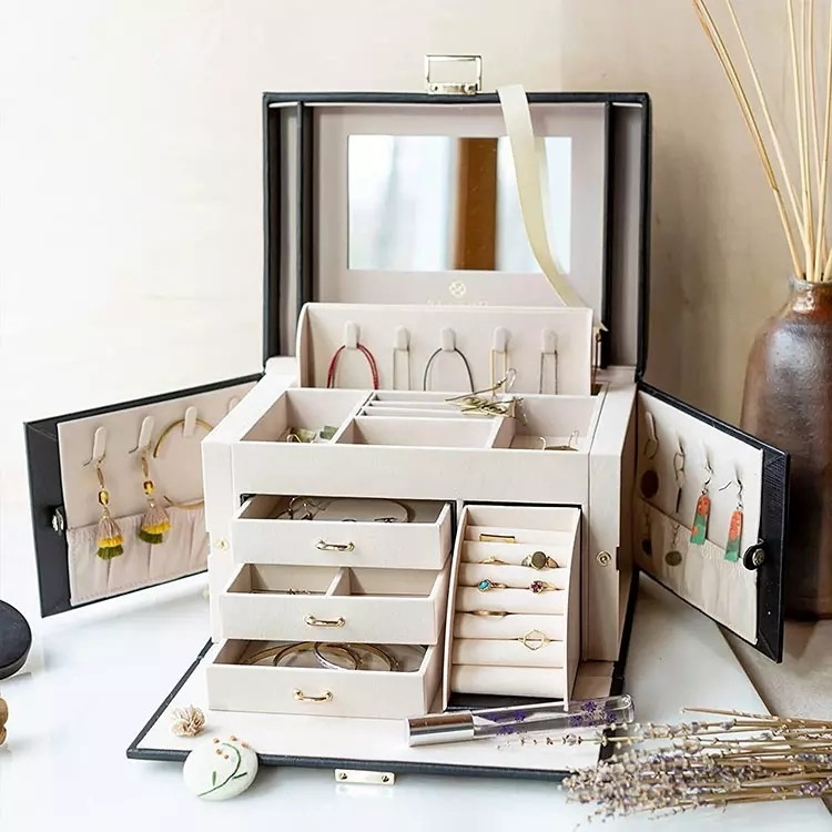 Vollfarbig bedruckte Boxen aus Kunstleder, individuell für Frauen, Mädchen, Schmuck