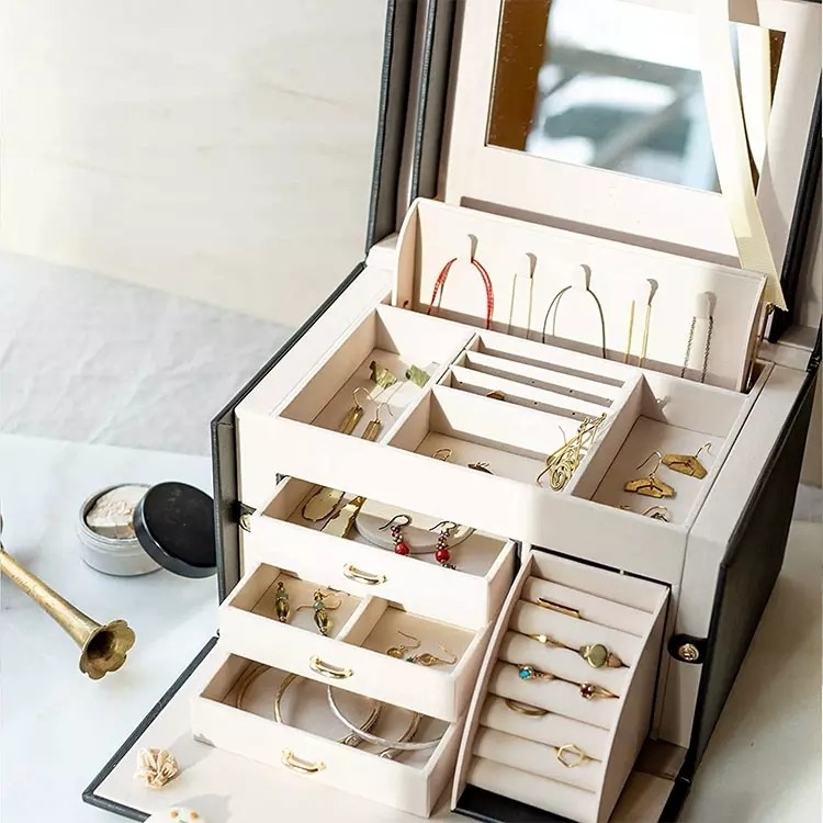 Vollfarbig bedruckte Boxen aus Kunstleder, individuell für Frauen, Mädchen, Schmuck