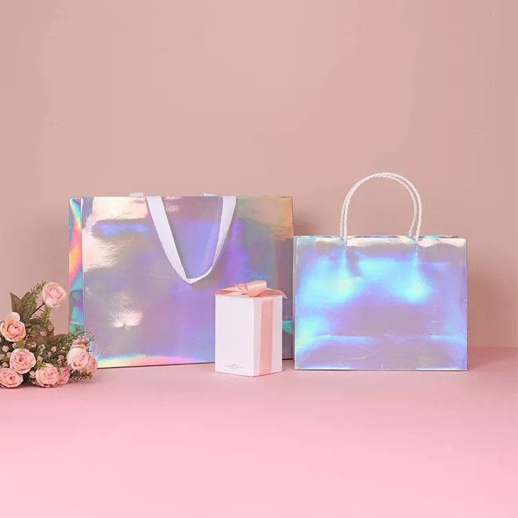 Silberne Folien-Kleidungs-Fördermaschinen-Taschen funkeln ganz eigenhändig geschriebe Cmyk-Farbe