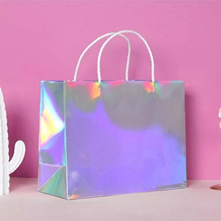 Silberne Folien-Kleidungs-Fördermaschinen-Taschen funkeln ganz eigenhändig geschriebe Cmyk-Farbe