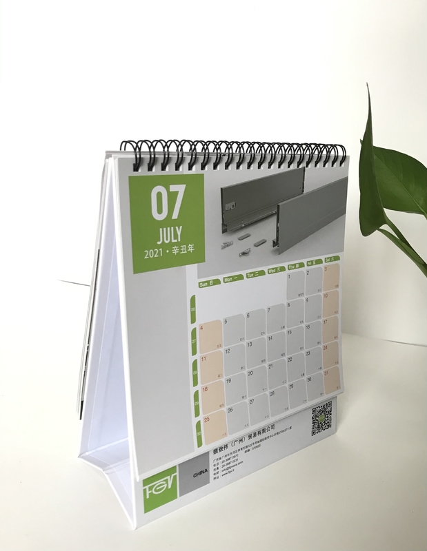 A4 A5 farbig bedruckbarer Tischkalender, doppelseitig mit 250 g weißem Karton